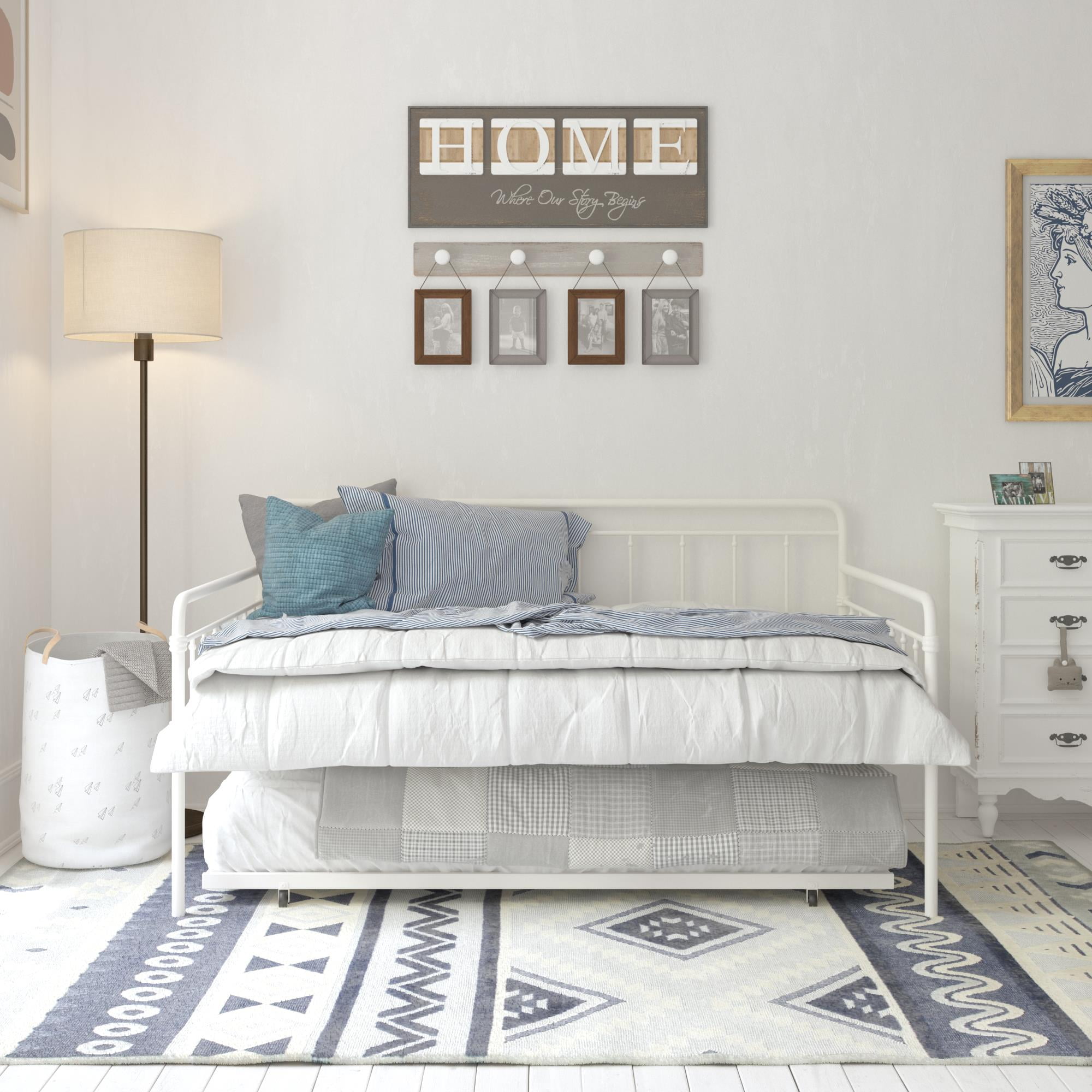 DHP Wallace Metal Daybed with Trundle, Full, White