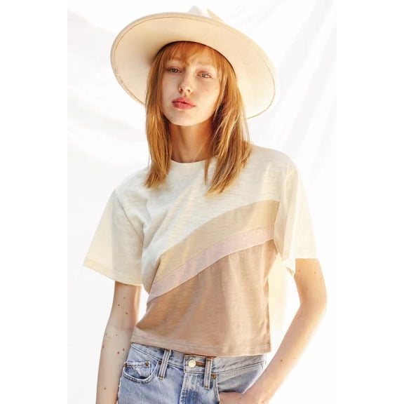 Miss Sparkling Asymmetrical Color Block T-Shirt