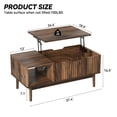 thumbnail image 7 of YouTrend Fluted Lift Top Coffee Table with Storage, Rising Coffee Tables with Hidden Compartment, Wood Center Table for Living Room Office, Brown, 7 of 7