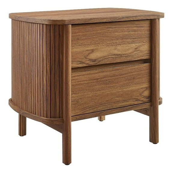 Pemberly Row Modern / Contemporary 2-Drawer Nightstand in Walnut