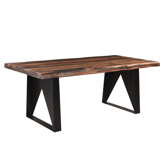 Taran Designs Harper 80" Live Edge Solid Wood Dining Table in Dark Brown/Black