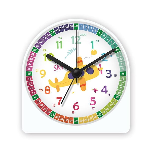 Despertador para niños, Reloj electrónico de aprendizaje, Despertador de cabecera de dormitorio silencioso, Despertador digital de 4 pulgadas, Reloj luminoso de dibujos animados lindo (avión) Feliz Sencillez
