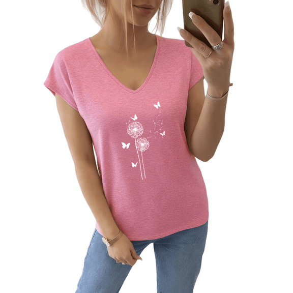 GIFFIMY Women's Positive Faith Graphic V-Neck Short Sleeve T-Shirt White Standard Fit Everyday Top