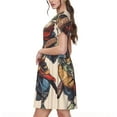 thumbnail image 2 of Balery Samurai Frog Guitar Vestidos sueltos de manga corta para mujer, vestidos de verano 2025, vestidos casuales de corte A con vuelo., 2 of 6