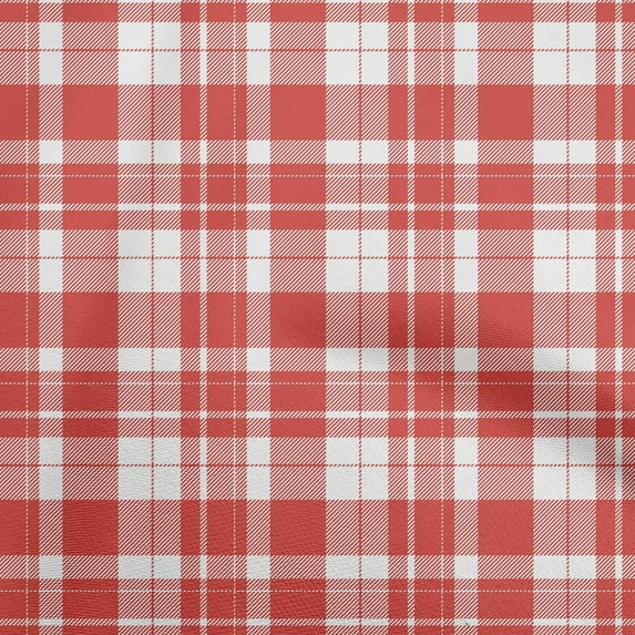 oneOone Cotton Silk Red Fabric Check Dress Material Fabric Print Fabric By The Yard 42 Inch Wide