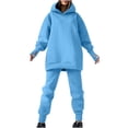 thumbnail image 2 of 2 Piece Sweatsuit Outfits for Women Winter Thick Fleece Sherpa Lined Warm Long Sleeve Hoodies Sweatshirt Casual Sweatpants Tracksuit Lounge Set, 2 of 6