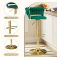 thumbnail image 4 of Hawsaiy Modern Velvet Bar Stools Set of 4, Adjustable Height Woven Back Bar Chairs with Footrest and Swivel for Kitchen Island & Dining Room, Green, 4 of 7
