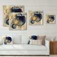 thumbnail image 4 of Designart "Abstract Circle Texture in Dark Blue and Gold VII" Modern Geometric Print on Natural Pine Wood, 4 of 5