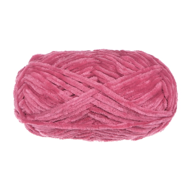 Unique Bargains Super Bulky Polyester Hot Pink Velvet Chenille Yarn, 87 Yards