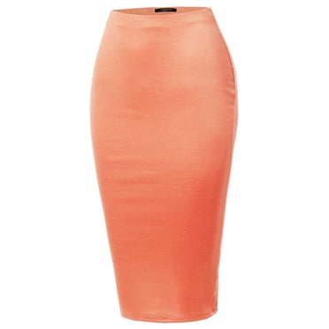 SSOULM Womens Work Office Stretchy Fitted Midi Iceland