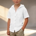 thumbnail image 2 of Tigivemen Short Sleeve T Shirts for Boys with Pockets Casual Henley Shirt Boys Solid Button Down Hoodie Shirts White Size 9-10 Years, 2 of 5