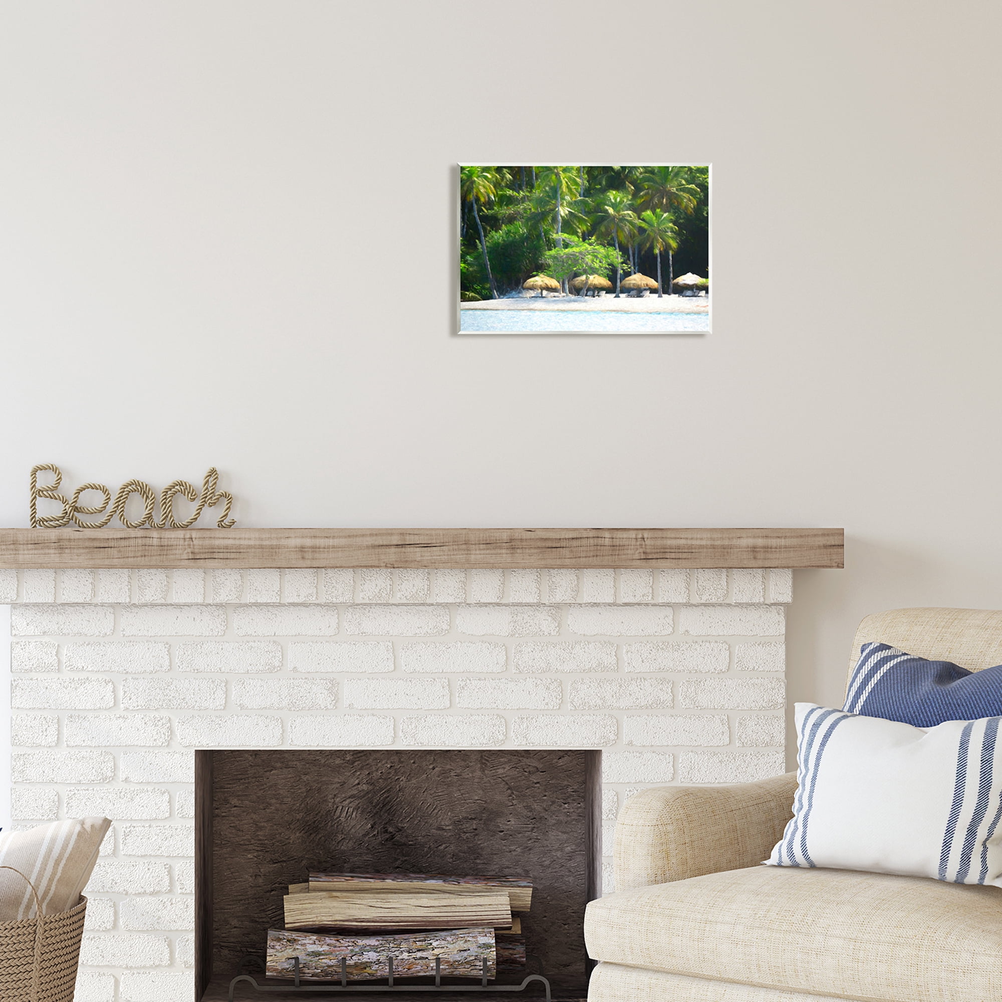 Stupell Industries Tropical Summer Beach Canopies Coastal Photography Unframed Art Print Wall Art