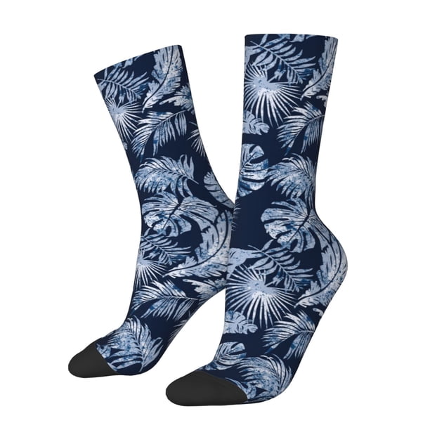 Balery Tropical Leaves Calcetas Largas con Estampado para Hombre y Mujer – Suaves y Transpirables, Talla Única (US 5-11)
