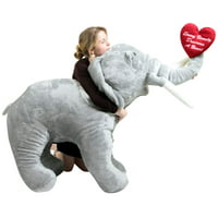 Giant Stuffed Love Elephant 48 Inch Holds Embroidered Heart Every Beauty Deserves A Beast