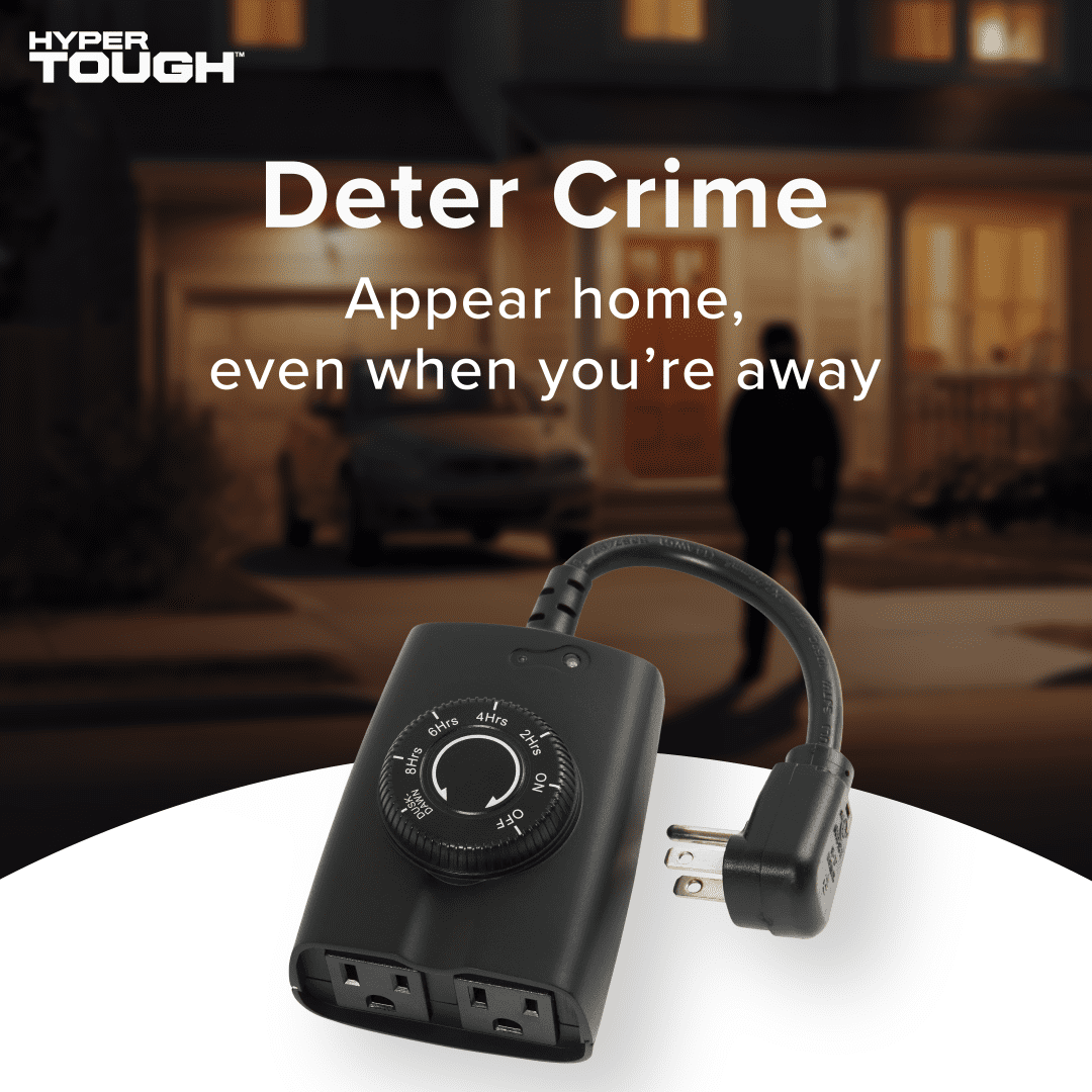 Hyper Tough Outdoor Grounded Dusk-to-Dawn Timer, 2 Heavy-Duty Outlets