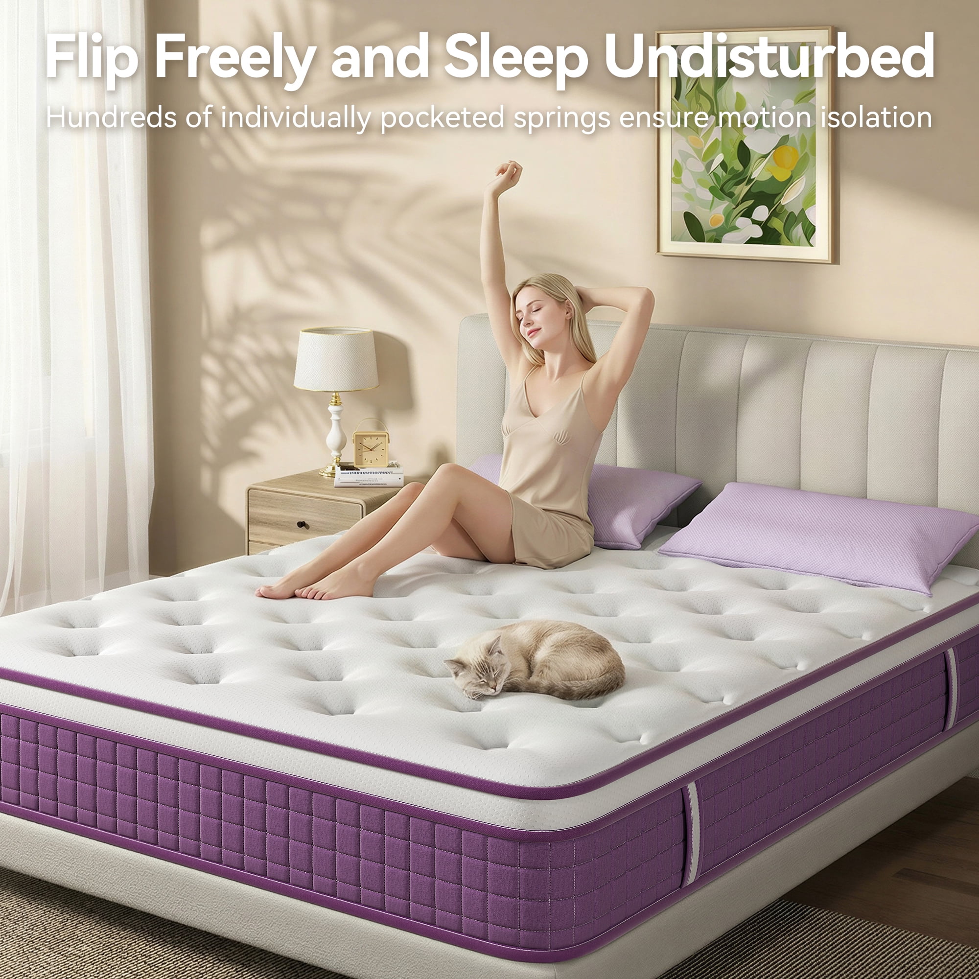 Sailvan King Size Mattress, 12 inch King Mattress in a Box, Bed Mattress With Memory Foam & Pocket Spring, Medium Firmness, Edge Support, Pressure Relief