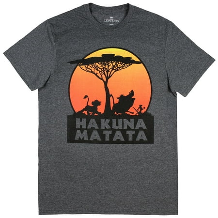 Disney The Lion King Hakuna Matata Tree Silhouette Orange Sunset Men's (Hakuna Matata Best Friend Shirts)
