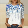 thumbnail image 2 of 3/4 Sleeve Tops for Women Summer Sale Fashion Women's Casual Print Round Neck 3/4 Sleeve T-Shirt Blouse, 2 of 5