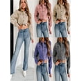 thumbnail image 2 of Chaquetas vaqueras para mujer, prendas de vestir exteriores con borlas de manga larga de otoño, abrigo con cuello vuelto, abrigos vaqueros cortos de un solo pecho, 2 of 5