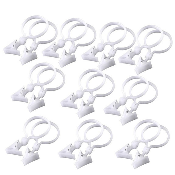 PENIKOKO 20Pcs Plastic White Shower Curtain Clips Stable Curtain Clasp for Home Use
