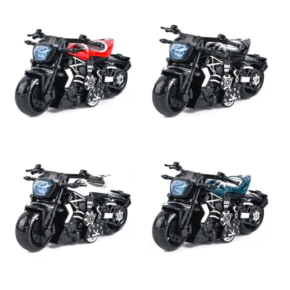 Kids Pull-Back Motorcycle Toys Fall and Crash Resistant The Front End Can Swing Toddler Racing Toys(D 4PCS)