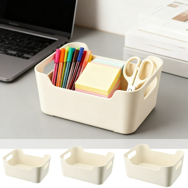 Caja De Almacenamiento De Plástico Caja de almacenamiento de plástico beige de 24 x 18 x 10,5 cm Rkxzt