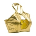 thumbnail image 2 of MSJUHEG Underwear Women Womens Women'S Shiny Bra Rave Bandeau Vest Bra Holographic Crop Top Backless Metallic Rave Suit Plus Size Gold M, 2 of 7