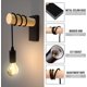 thumbnail image 2 of Aplique Murale Interieur, Industrielle Mtal Et Bois Lampe Murale Vintage Pour Chambre Salon Restaurant Cuisine Couloir Bar, E27, Noir, 220v clas, 2 of 5