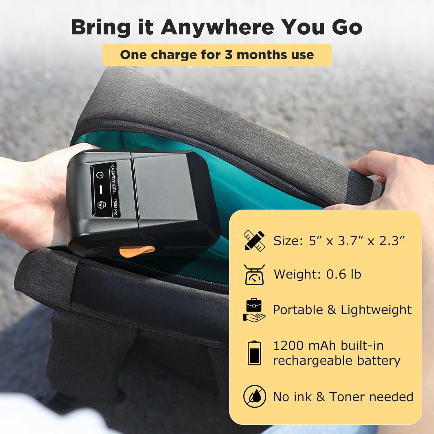 T50M Pro Bluetooth Label Maker Machine with 3 Tapes, Wide Waterproof Label, Versatile App with 40 Fonts and 450+ Icons, Inkless Labeler for Home, Kitchen, School, Black (Machine + 3 Tapes)