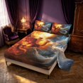 thumbnail image 2 of Manfei Fantasy Dragon Animals King Sheets,Gothic Cloud Bedding,Orange Red,4 Pieces,1 Flat Sheet,1 Fitted Sheet and 2 Pillowcases, 2 of 6