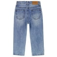 thumbnail image 2 of KIDSCOOL SPACE Baby Boys Jeans,Elastic Band Inside Straight Fit Ripped Denim Pants,Light Blue,12-18 Months, 2 of 6