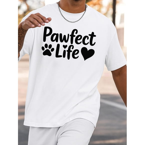 T Shirt Pawfect Life Men'S Fun Paw Print | Short Sleeve Round Neck Casual Shirt Pet Lovers Design