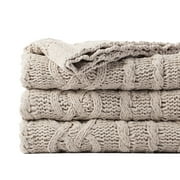 Battilo Light Grey Knit Throw Blanket,Woven Chenille Throw Blankets,Decorative Couch Blanket,51"x67"