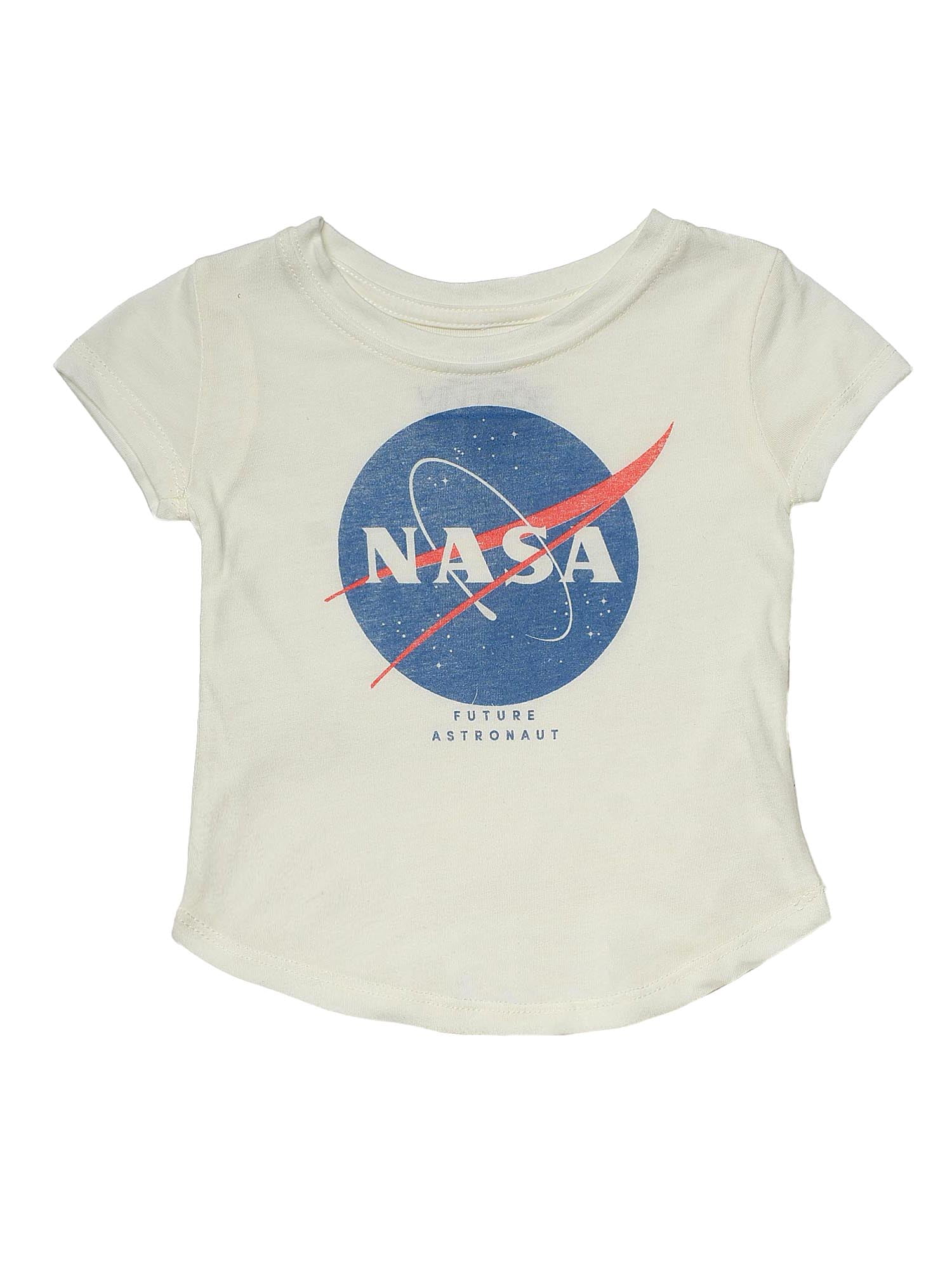 Toddler Girls NASA T-shirt Future Astronaut Round Hem White