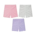 thumbnail image 3 of iixpin Kids Girls 3 Pack Ice Silk Shorts Dance Bike Shorts Gymnastics Yoga Athletic Bottom Safety Shorts Under Dress White&Pink&Purple 7-8, 3 of 6