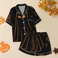 thumbnail image 5 of LIOJIN Halloween Pajamas Women,Women's Graphic Printed Satin Short Sleeve Button Pajama Set, 5 of 6