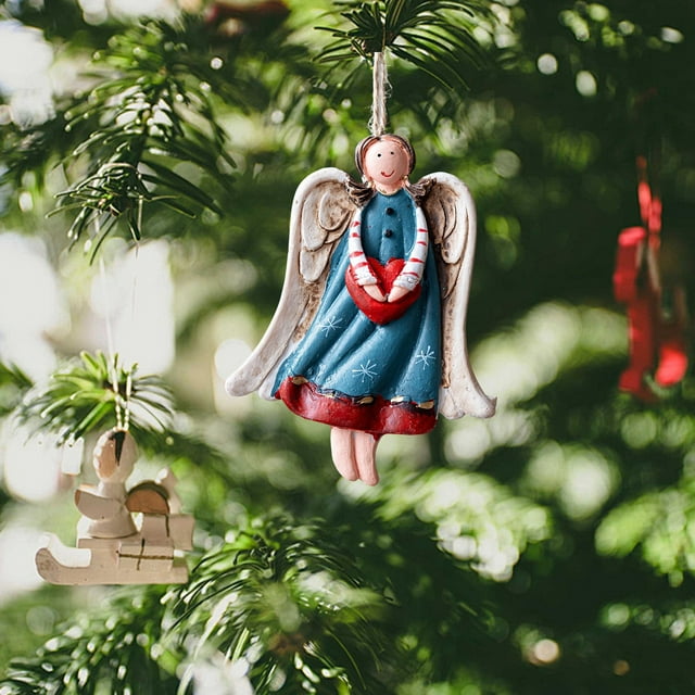 Adornos navideños, adornos navideños, regalos navideños, colgante de resina vintage para niña, decoración para árbol de Navidad, aderezo de resina