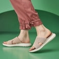thumbnail image 2 of HCNTES Platform Sandals Women Raffia Wicker Espadrilles, Slip On Low Wedge Slides, Summer Straw Vacation Shoes, Comfortable Rattan Platform Flats Beach Sandals Pool Daily Wear(Pink,5.5), 2 of 4