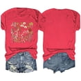 thumbnail image 4 of Aloohaidyvio Graphic T Shirts for Women,Summer Women's Boho Flower Crew Neck T Shirt 2024 Spring Vintage Flowers Printed Shirt Colorful Wildflower Casual Botanical Tops Tee, 4 of 4