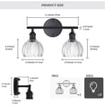 thumbnail image 4 of Bathroom Light Fixtures, 2-Light Black Vanity Wall Light Over Mirror with Clear Tulip Glass Shade for Bedroom Living Room (Bulb Not Included), 4 of 6