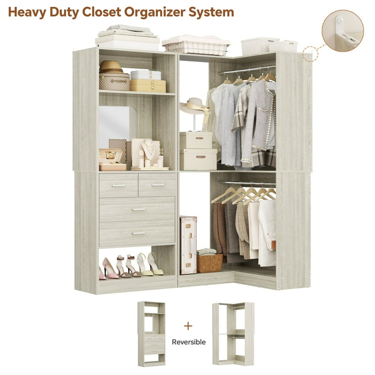 Freestanding 56.5 Inch Closet Organizer System with 4