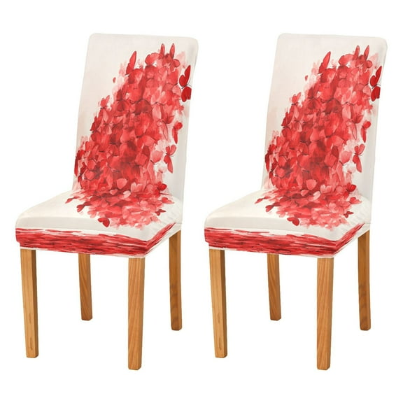 BZSMCE Chairs Slipcovers Dining Chair Covers Red Heart Shaped Composition Creative Pattern