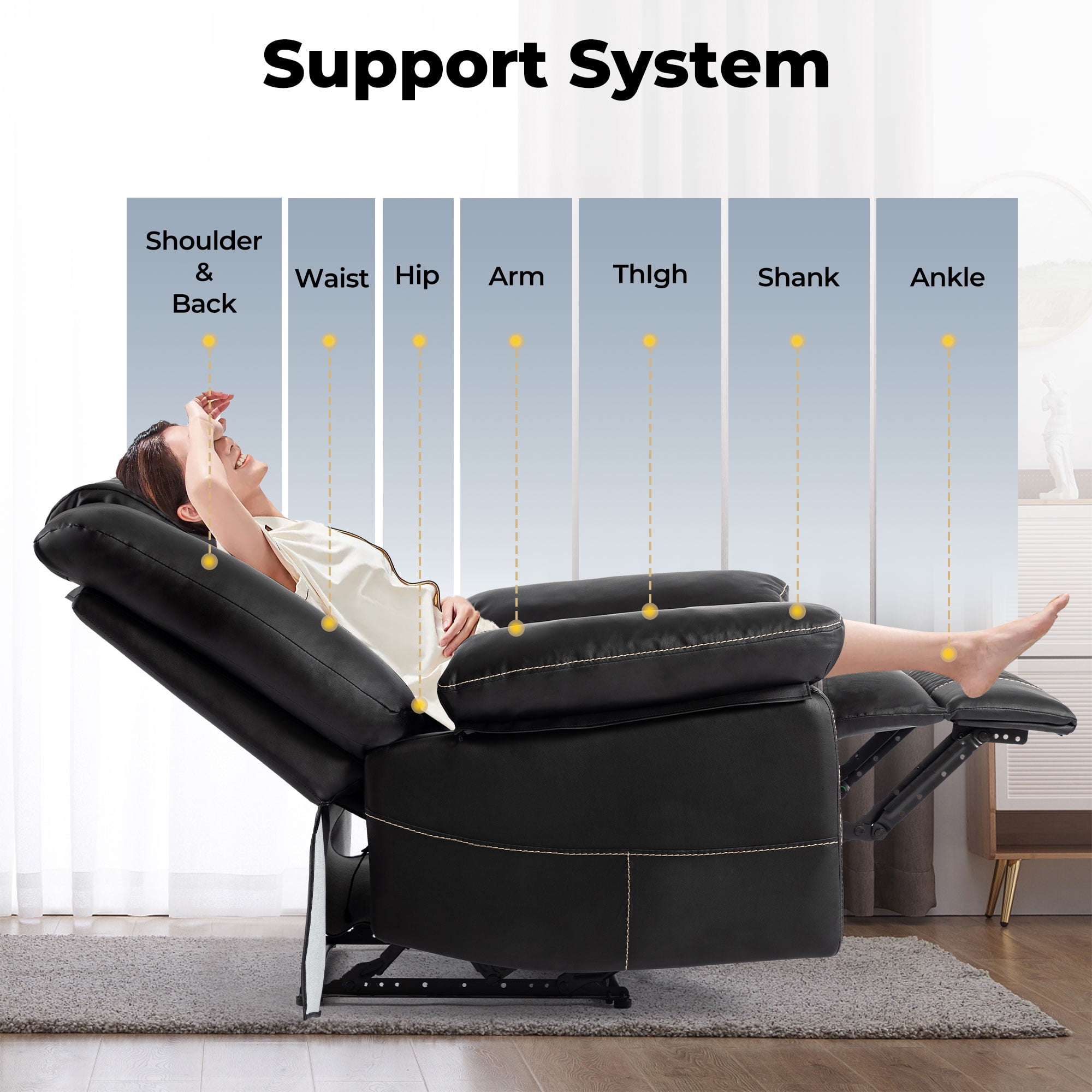 Kadyn Power Recliner Chair, Electric Power Recliner Chair with Massage and Heat, Electric Recliner Chairs for Seniors, USB Port, Black Kadyn Power Recliner Chair, Electric Power Recliner Chair with Massage and Heat, Electric Recliner Chairs for Seniors, USB Port, Black
