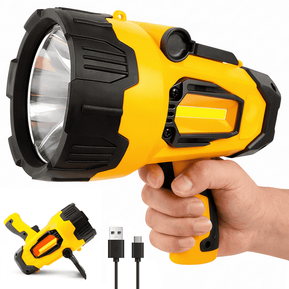 Dowellia Flashlight, 500 Lumen Rechargeable Spotlight Flashlight, 4000mAh High Power LED Handheld Spotlight with 7 Modes, Waterproof for Hiking Camping Hunting Emergency