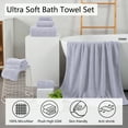 thumbnail image 3 of Jessy Home 8 Piece Towel Set Oversized Soft Cozy Towels 600 GSM Light Purple Plush Towel Set, 3 of 8