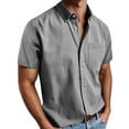 thumbnail image 2 of Mens Dress Shirts Summer Short Sleeve Button Down Lapel Collar Business Casual Work Shirt, 2 of 6
