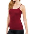 thumbnail image 3 of Juniors Solid Plain Adjustable Spaghetti Strap Layering Cropped Camisole Tank Top (Ruby Burgundy, M), 3 of 4