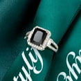 thumbnail image 4 of 925 Sterling Silver Square Cut Black Onyx Wedding Engagement Ring Cocktail Rings Black Cubic Zirconia Simulated Diamond Anniversary Promise Wedding Band Engagement Ring, 4 of 5