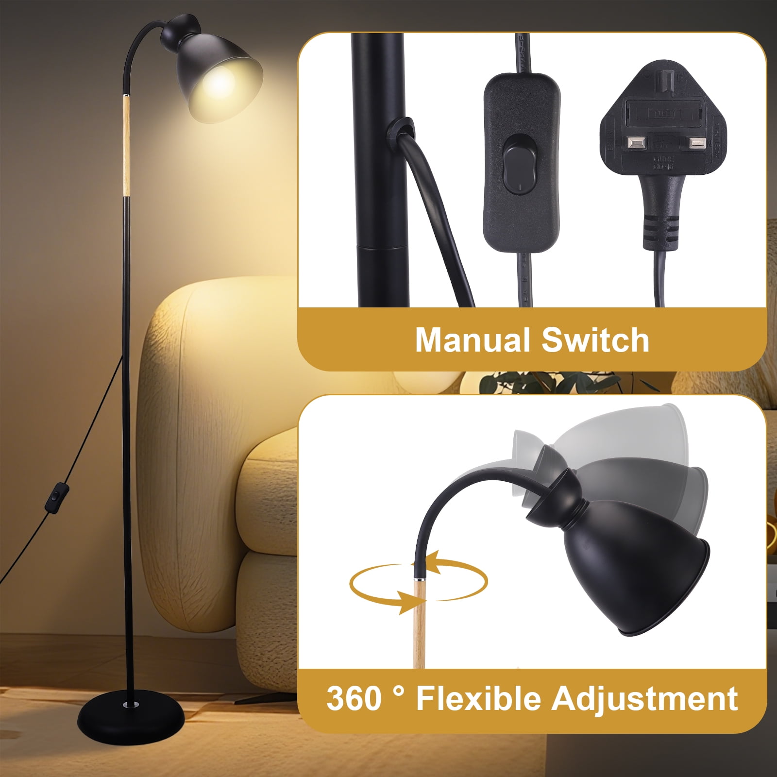 Doulami 61" Floor Lamp with Remote 3000-6000K Dimmable Led Lamp Brightness Ajustable Standing Lamps for Living Room, Bedroom, Bedroom, Office, Gaming, Party