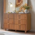 thumbnail image 5 of Weselon 6 Drawer Dresser, Wood Chest of Drawers, Modern Fluted Wide Chest of Drawers, Beside Table for Closet, Storage Cabinet Organizer for Bedroom, Living Room and Entryway,Walnut, 5 of 7